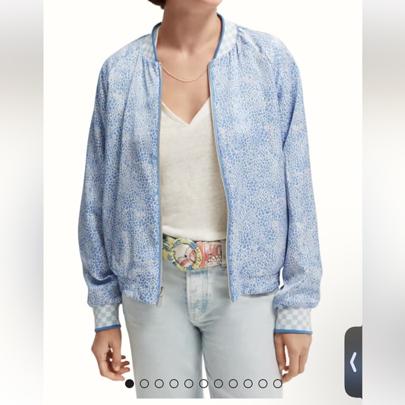 NWT Scotch & Soda Printed Seersucker Reversible Bomber Large - Picture 3 of 16